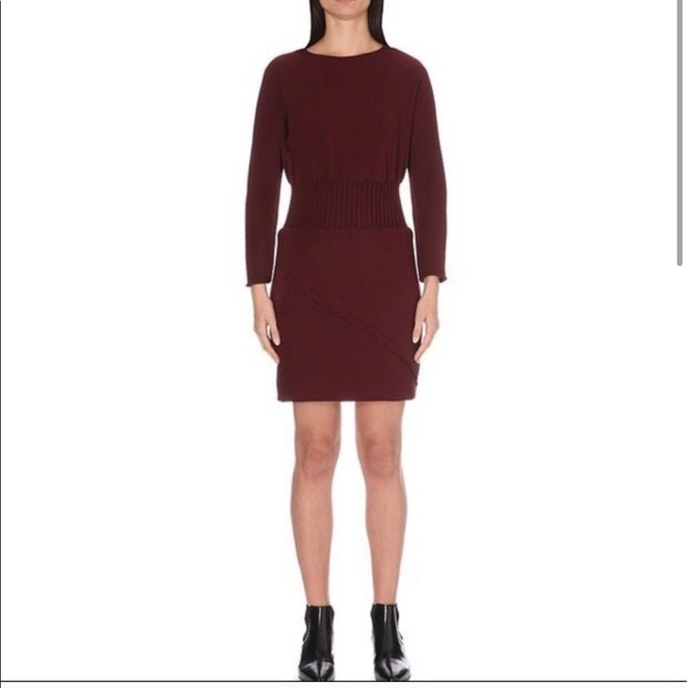 Maje Burgundy Long Sleeve Dress